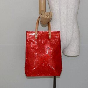LOUIS VUITTON Monogram Vernis Reade MM Hand Bag Red Rouge